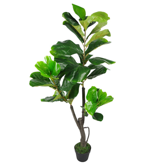 Artificial Plant Fiddle Fig Tree Plant Black Plastic Pot 120cm-0